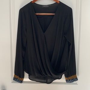 ASTR Black Party Top w/ Beaded Cuffs